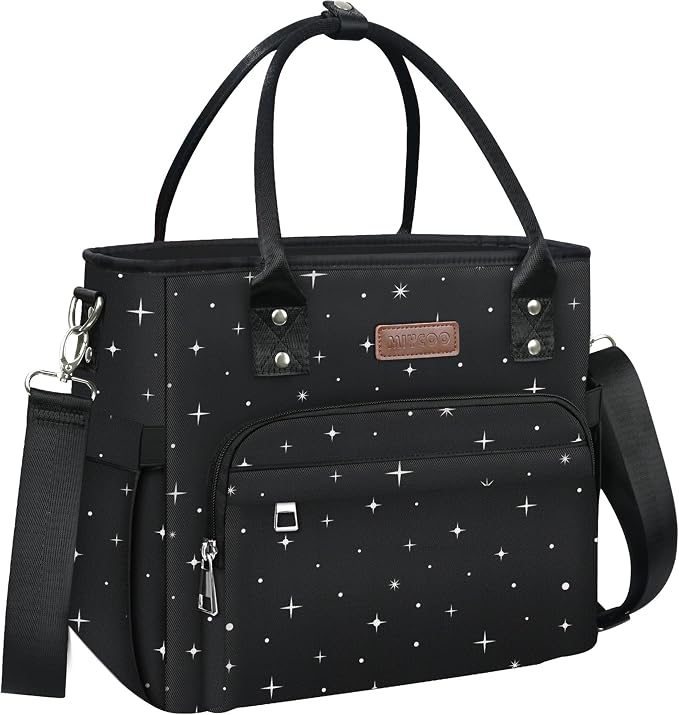 MIYCOO Lunch Bag Lunch Box Women - Leakproof Insulated Lunch Cooler Bag for Women - Large Lunch Tote Bags Adults, Black Starry Sky