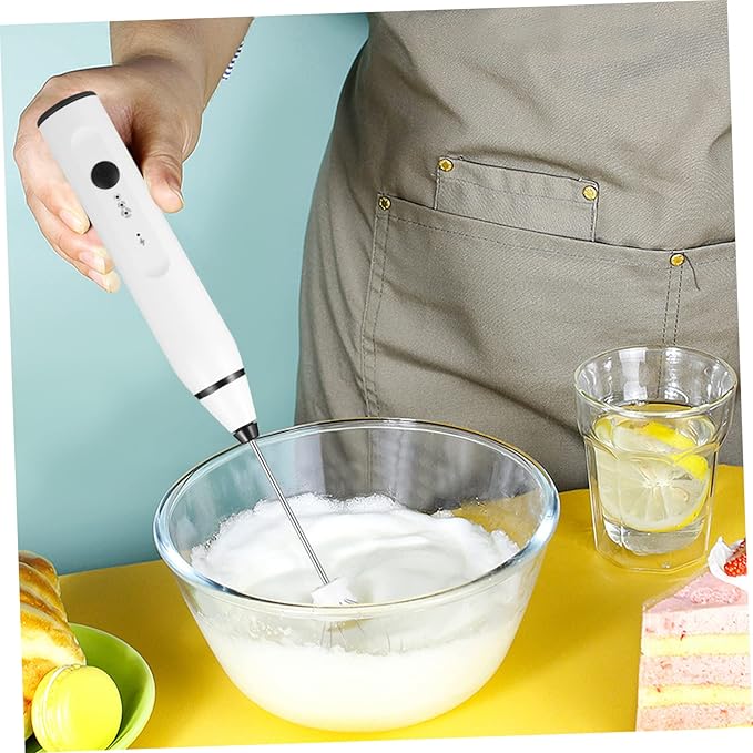 Mikinona 1set Usb Electric Handheld Mixer Stainless Steel Bubbler for Kitchen Automatic Paint Whisk Ergonomic Design Easy to Clean Powerful Frother for Foamed and Food