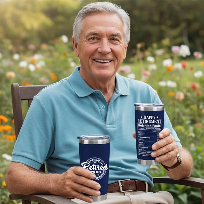 Retirement Gifts for Men 2026 - Retired Not My Problem Anymore - Retirement Tumbler for Him, Father, Husband - Retired Gifts for Men, Navy Tumbler 20 Oz, Fathers Day, Christmas Gift