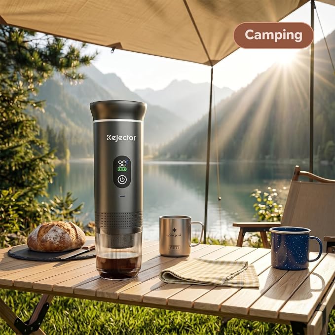 kejector Portable Coffee Maker Espresso Machine for Travel Nano Car Coffee Maker Compatible with Ground Coffee & Capsule for RV, Hiking Camping Office, Travel Espresso Maker Electric Coffee Machine