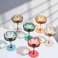 Khen Flower Modern Wavy Glass Coupes Martini, Champagne & Cocktail Coupes - Set of 6-7.7 oz Colorful Cocktail Glasses for Champagne, Prosecco, Mimosa - Copyright Design - Muted Pastel Colors