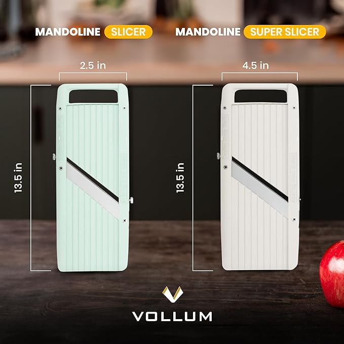 Vollum Wide Japanese Mandoline Slicer for Kitchen – Professional Slicer Vegetable Cutter with Interchangeable Stainless Steel Blades – Food Manual Slicer Handheld Mandoline Slicer