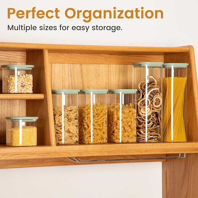 Square Glass Pasta Containers Storage 2.5 Qt Set of 3, Spaghetti Container Storage for Pasta, Nuts, Cereal, Flour, Organize Your Kitchen with these BPA-Free Glass Jars with Lids