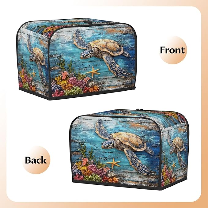 Turtle Wood Sea 2 Slice Toaster Cover Dust And Fingerprint Bread Maker Cover Bakeware Protector Washable Appliance Covers Kitchen Accessories For Home Kitchen Women Gift