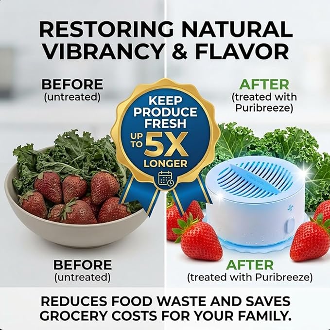 Puribreeze Vegetable Cleaner, Fruit Cleaner Machine, Vegetable Cleaners Device, Portable for Home Kitchens, Rv Travel, and Health-Conscious Families Needing Effortless Produce Care (1)