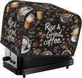 Coffee Theme Toaster Cover 2 Slice, Cute Country Bread Machine Cover, Washable Toaster Kitchen Small Appliance Cover Stain Resistant,with Top Handle
