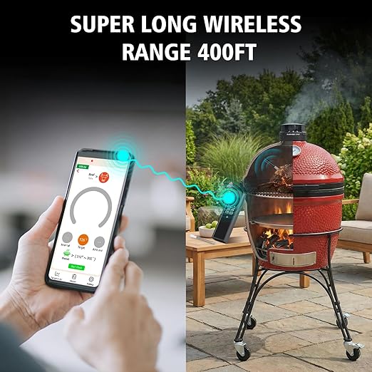 Smart Meat Thermometer for BBQ & Oven, Dual Sensor Probes, Real-Time App Monitoring, Long Wireless Range, Fast Response Cooking Thermometer for Grill & Smoker