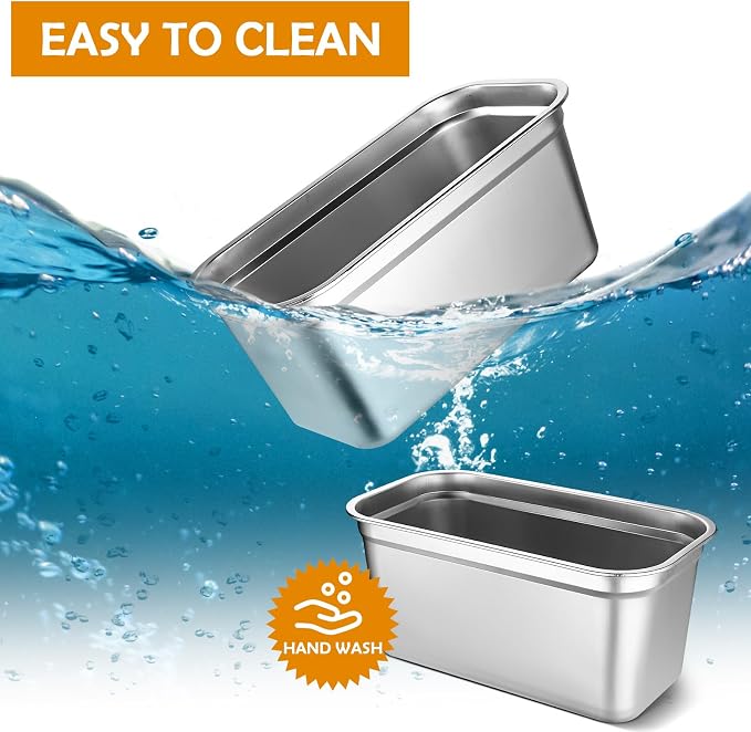 8 Pcs 304 Stainless Steel Food Storage Containers with Lids 1/3 Size Hotel Pan Chicken Food Grade Pans Metal Meal Containers for Restaurant Stackable Kitchen Freezer Buffet(6 Inch Deep)