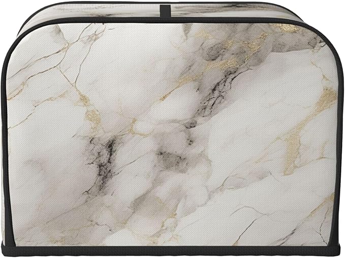 Toaster Cover 4 Slice Marble Pattern Gray White Kitchen Small Appliance Covers with Pockets Dust and Fingerprint Protection