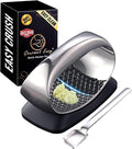 Garlic Press Rocker Stainless Steel with Eject Base + Scraper Spoon, Innovative 3D Cutting, Easy Crush & Clean Garlic Mincer, Premium Garlic Peeler Tool with Non-Slip Ergonomic Grip, 5 Year Warranty