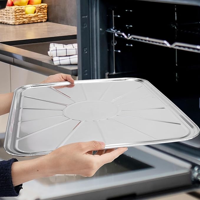 25 Pack Disposable Foil Oven Liners, 21 x 18 Inch Aluminum Foil Liners for Electric Oven & Gas Oven, Extra Large Oven Drip Pan Tray for Baking, Roasting, Grilling & Cooking
