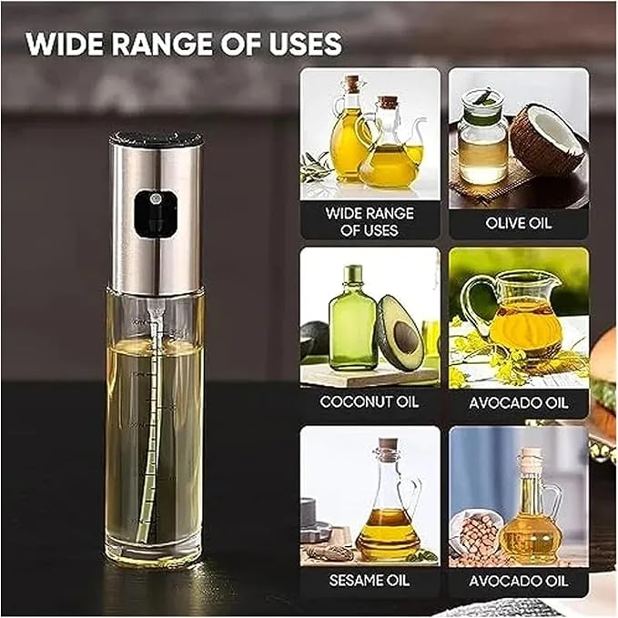 Glass Oil Sprayer Cooking Spray Mister Fit For Salad BBQ Kitchen Baking Empty Vinegar Bottle(Silvery-2PCS)