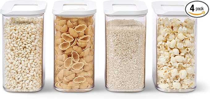 Mepal - Storage Container Modula 4-Piece Set – Clear Food Container with Lid - Kitchen Organizers & Plastic Storage Boxes – Stackable & Airtight – 4 x 1500 ml – White