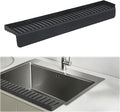 Silicone Sink Splash Guard & Edge Protector, 30 Inch Extra Long Kitchen Sink Splash Guard with Suction Cups, 5° Tilt Water Drip Back Design, DIY Cuttable Fits Any Size Single or Double Sink - Black