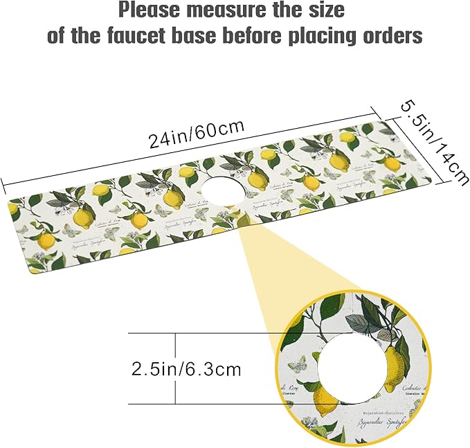 Sink Faucet Absorbing Mat, 2 Pack Drying Mat Around Faucet Sink Splash Guard Behind Faucet Sinkmat For Kitchen Bathroom Island Rv 24 * 5.5 Inch (60 * 14 cm)