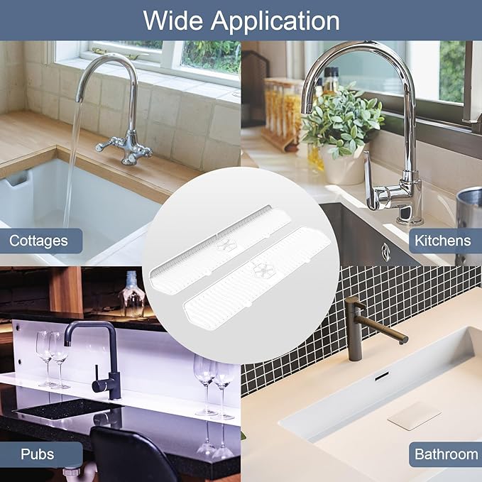Faucet Guard - 90 Foldable Draining Mat for Kitchen Sink with 2 Drain Ports, White, 24"*5.66"