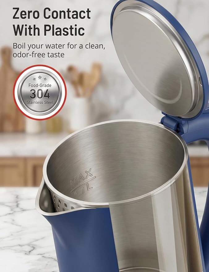Electric Kettle Temperature Control, 1.7L Large Electric Tea Kettle, 4H Keep Warm Hot Water Boiler with 6 Presets, LED Screen Electric Kettles for Boiling Water, Boil-Dry Protection, BPA Free