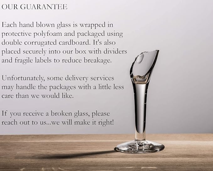 Dos Sueños Hand Blown Mexican Drinking Glasses - Set of 6 Glasses with Cobalt Blue Rims (14 oz each)