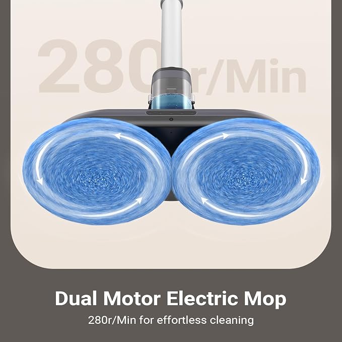 iDOO Cordless Electric Mop, Rechargeable Spin Mop with Water Spray & LED Headlight, Quiet Self Propelled Floor Cleaner, Lightweight Floor Scrubber for All Floors