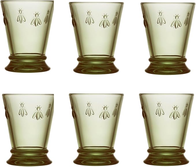 La Rochere Bee Olive Green Tumbler Set/6 - La Rochere Bee Glassware Sets