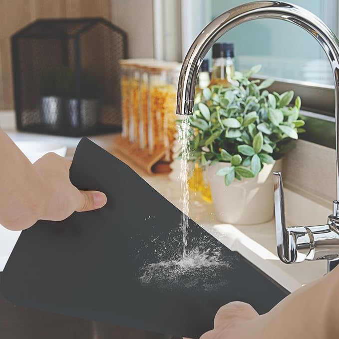 Silicone Mat for Kitchen Counter, Silicone Mat Trimable to Size (Dark Gray, 15.7×11.8inch-4pcs), BPA-Free Silicone Placemat, Heat-Resistant NonSlip Table Mat for Air Fryer, Countertop Protector Mat