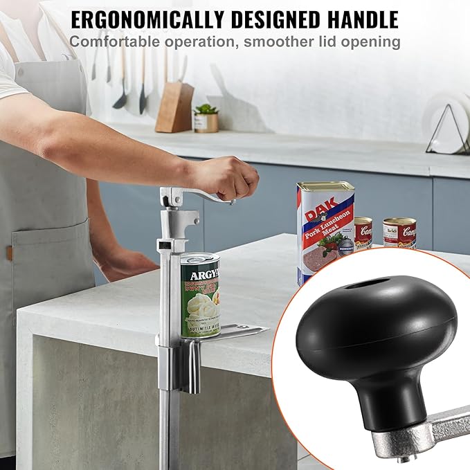 VEVOR Commercial Can Opener, Heavy-Duty Manual Tabletop Cans Opener for Cans Up to 15.75 in Height, Height-Adjustable Professional Can Openers Fixed with Screws, for Restaurant, Hotel, and Food Store