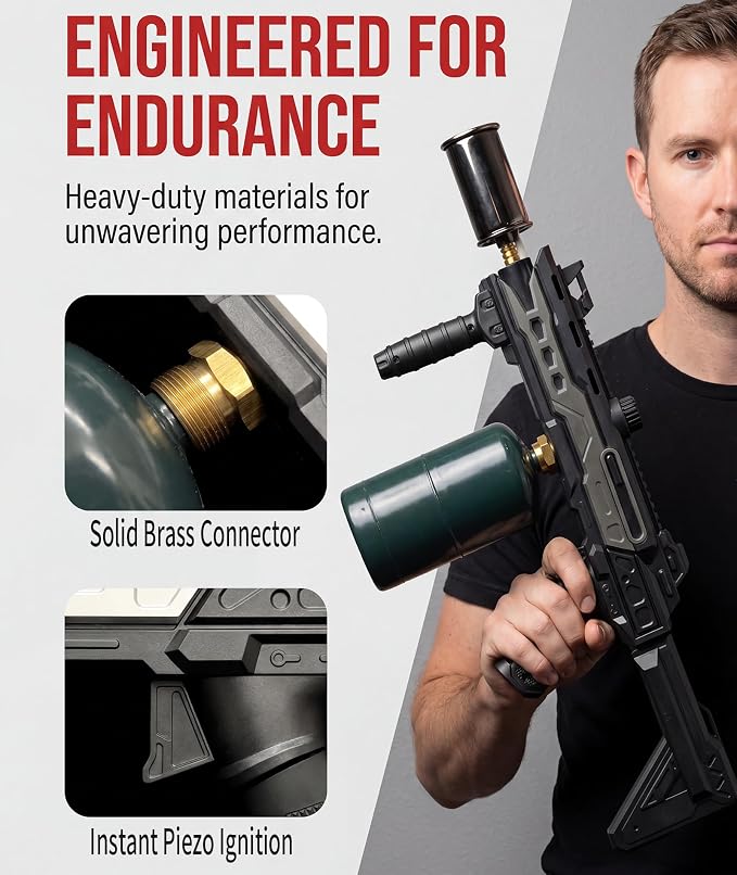 Powerful Propane Torch Gun, Fathers Day Gift for Dad Men, Culinary Blow Kitchen Cooking Torch for Steak Searing, Campfire Charcoal Starter for Blackstone Griddle Accessories (Tank Not included)