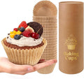 Cupcake Liners & Muffin Liners - JUMBO, NON STICK, THICK Parchment Paper For Baking Muffins - Big Giant Extra Large XL Size, Heavy Duty, Tall Unbleached Natural Brown Cup Cake Holders Wrappers