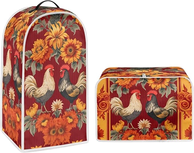 Rooster Kitchen Blender Dust Cover Sunflower Bread Maker Toaster Protector Lightweight Coffee Maker Appliance Covers Size M