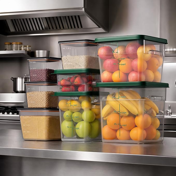 8 Pack Food Storage Containers with Lids；BPA-Free Cereal, Rice, Flour, Pasta & Snack Container, Stackable & Durable,Kitchen Pantry Organizer （0.95qt+1.5qt+2.2qt+3.2qt+4 * 4qt）