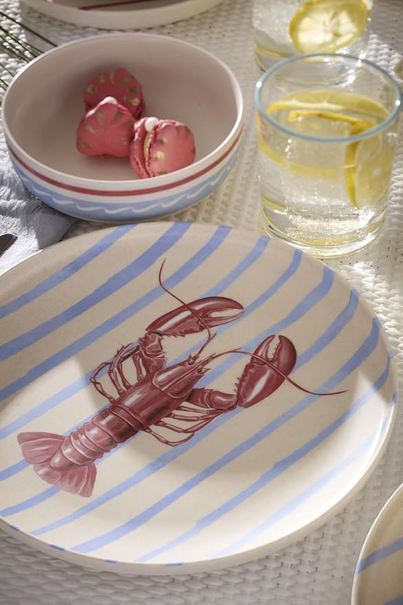 Oneida Dinnerware Sets, 24 Seven Melamine Wharfside 18-Piece Dinnerware Set, Set for 6, Service For 6, Melamine Material, Dishwasher Safe, Plates And Bowls, Dinner Dishes, Kitchen (Assorted, 18 Piece)