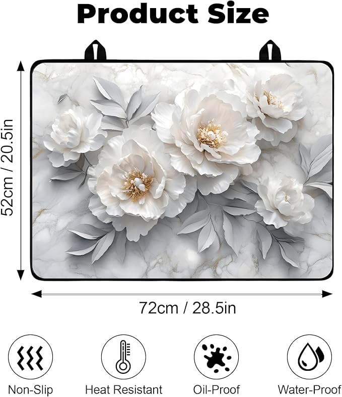 Heat-Resistant Glass Stove Top Cover with Anti-Slip Rubber Coating – 28.5x20.5 Inch Electric Stove Protector, Scratch-Resistant, Expands Counter Space, Stylish Kitchen Decor