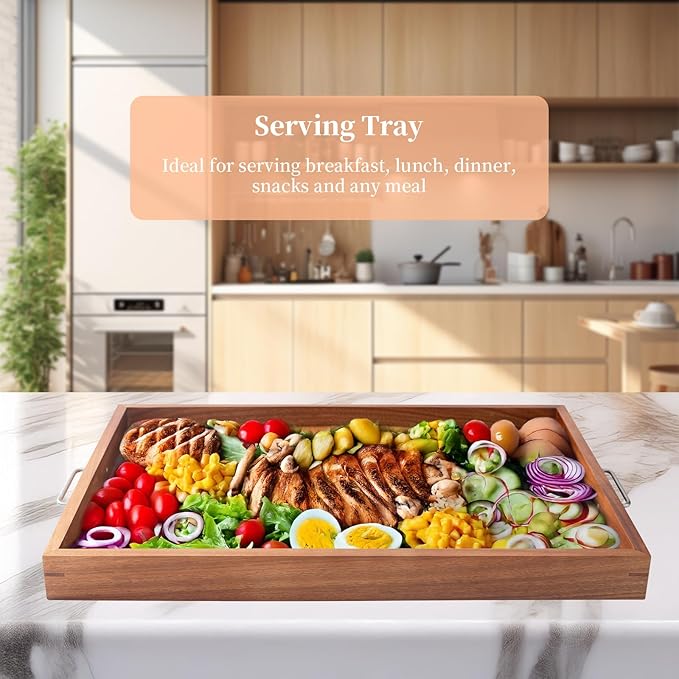 Noodle Board Stove Cover with Handles, Acacia Noodle Board Stove Top Covers for Gas Burners and Electric Stove, RV Stovetop Cover, Serving Tray for Kitchen Counter Space (30" x 22")