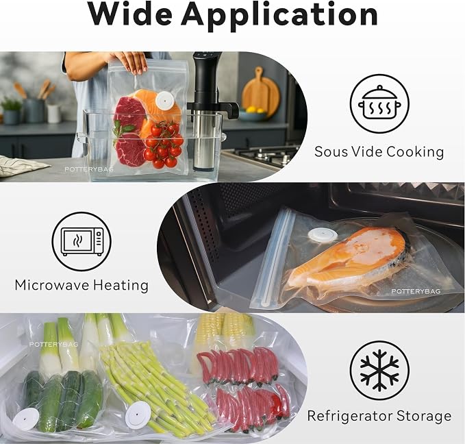 Reusable Vacuum Sealer Bags for Food 30Pcs (S/M/L), BPA-Free Sous Vide Bags for Microwave Heating, Cooking and Freezer Storage, Compatible with Most Handheld Sealers and Vacuum Sealer Machines