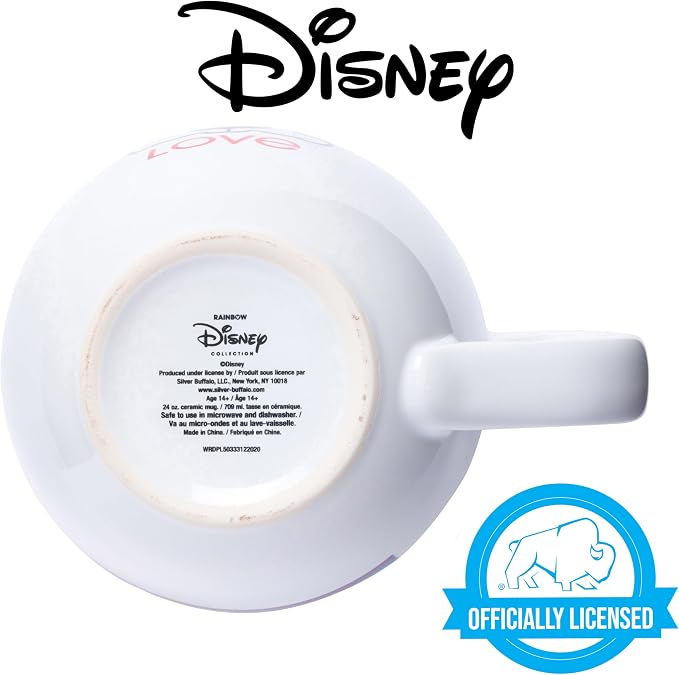 Silver Buffalo Disney Mickey Mouse Hands in Shape of Heart Rainbow Pride Love Ceramic Soup Mug, 24 Ounces