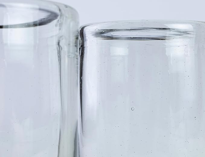 15 oz Hand Blown Mexican Drinking Glasses - Set of 6 tumblers, 15 fl oz each, Clear