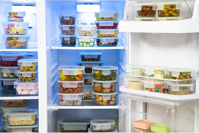 Glasslock Transparent 28 Piece Small Oven and Microwave Safe Glass Food Storage Containers Set for Small Snack and Meals with Removable Lids, Clear