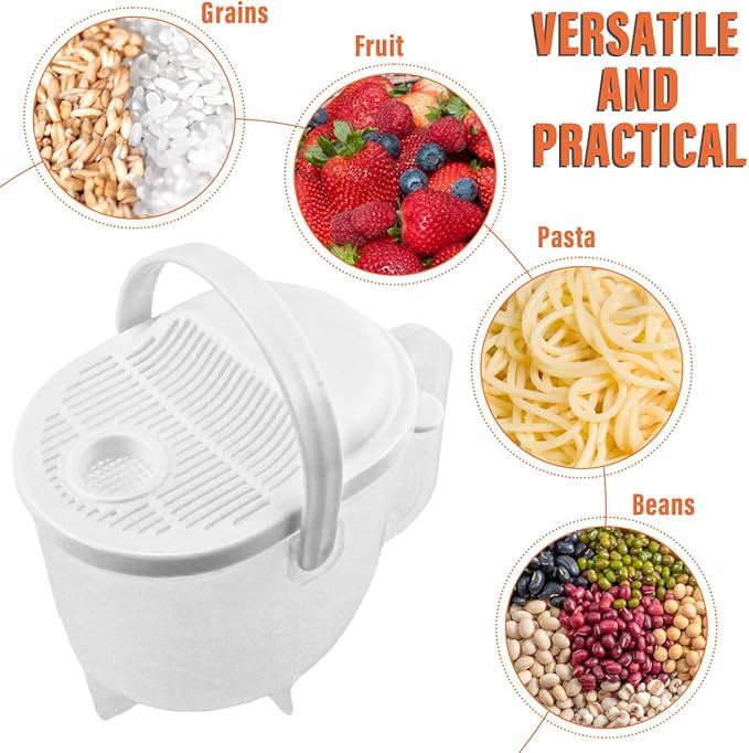 2PCS Rice Washer Plastic Washing Bowl Filter Strainer Basket for Vegetable Fruit Pasta Strainer Kitchen Colander, 400ml
