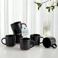HaWare 13OZ Coffee Mugs Set of 6, Stoneware Coffee Cups, Ceramic Latte Mug for Man, Woman, Dad, Mom, Modern Tea Mugs for Latte/Cappuccino/Cocoa/Milk, Dishwasher& Microwave Safe, Frosting Black