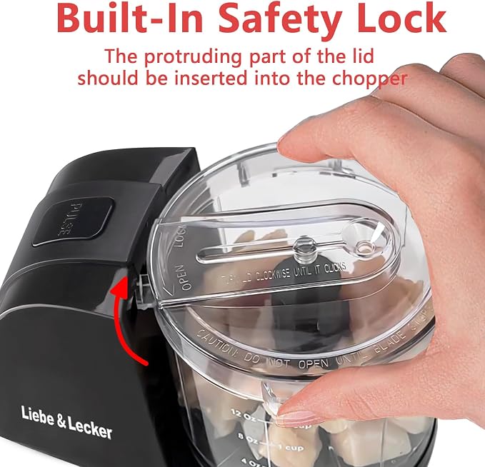 Liebe&Lecker Mini Food Processor 1.5 Cup Small Chopper Electric Mincer | Vegetable Chopper For Onions Garlic Meat Food Chopper Container Compact Size Single Serving Meal Prep Easy Clean