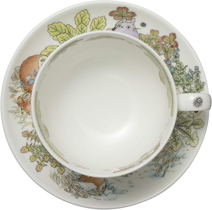 Noritake T97285A/4660-1 My Neighbor Totoro Milk Tea Cup & Saucer, 11.8 fl oz (325 cc), Large Dog Fuguri, Microwave Safe, 1 Guest, Bone China