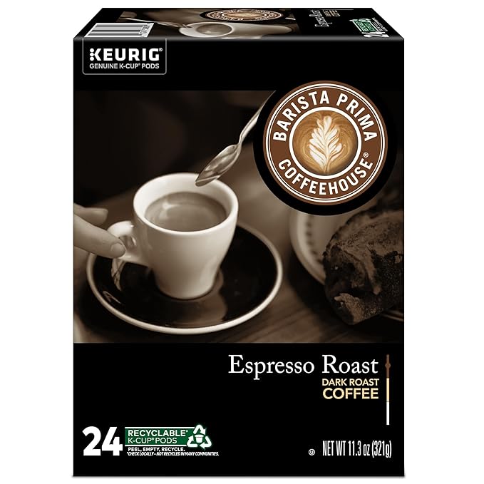 Barista Prima Coffeehouse Espresso Roast Coffee, Keurig Single Serve K-Cup Pods, 96 Count