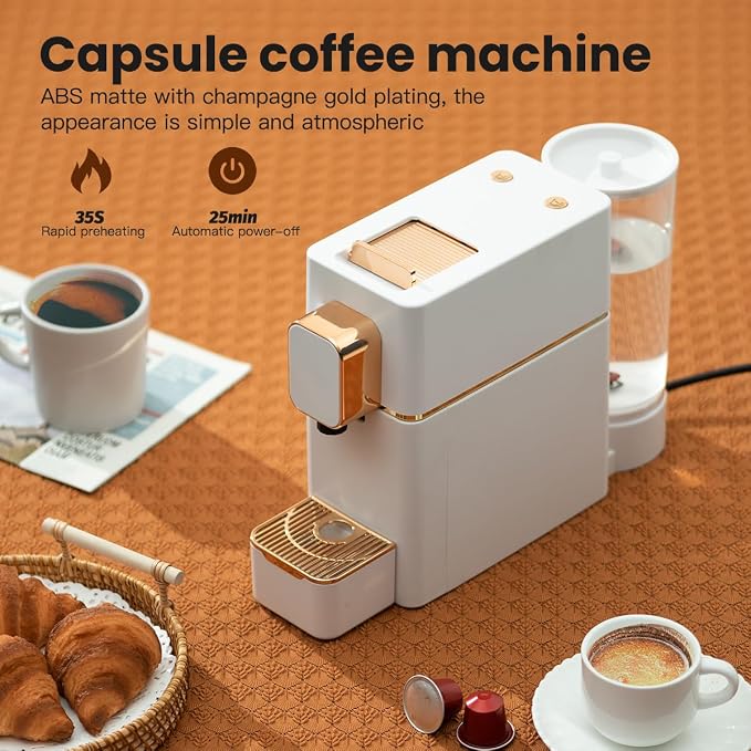 Espresso Machine for Coffee Capsules Compatible with Nespresso OriginalLine Machine, Espresso Maker for Nespresso OriginalLine, Bestpresso Coffee Capsules Peet's Espresso more (White)