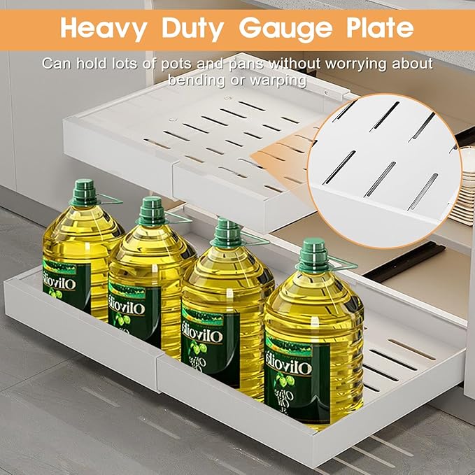 GOTOTOP Pull Out Cabinet Organizer, Kitchen Cabinet Organizer, Pull Out Drawers, Kitchen Cabinet Organization Systems for Cabinets, Heavy Duty Slide Out Drawers for Cabinets