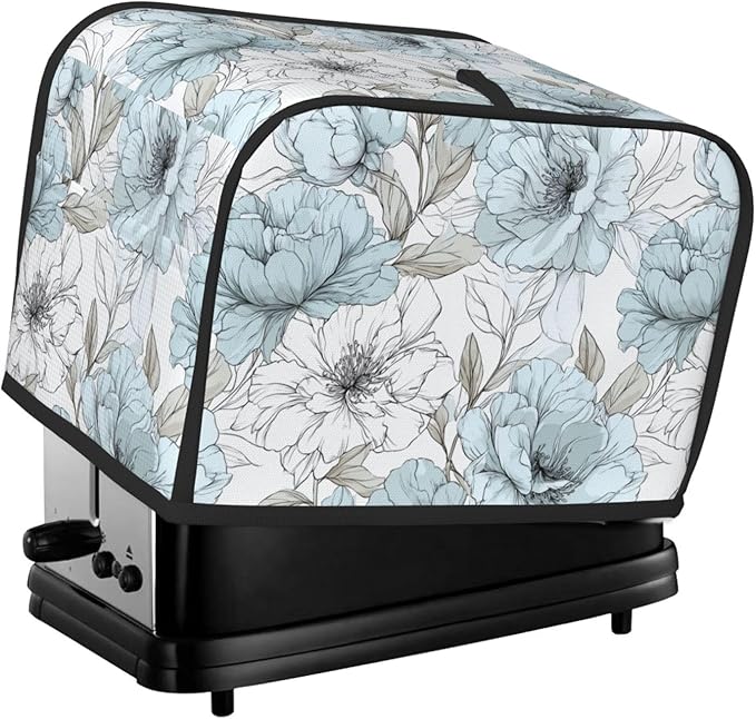 Toaster Cover 2 Slice Vintage Pastel Flower Peony Kitchen Small Appliance Covers with Pockets Dust and Fingerprint Protection