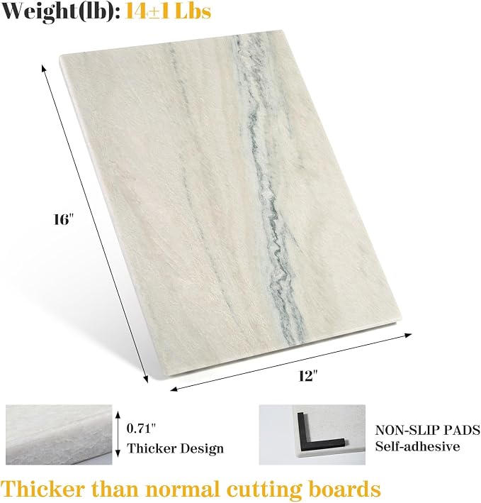 Koville Granite Cutting Board for Kitchen, 16x12 Inches Large Marble Slab Cheese Board, Rectangular Serving Board for Baking Charcuterie Pastry, Natural Stone Board for Countertop