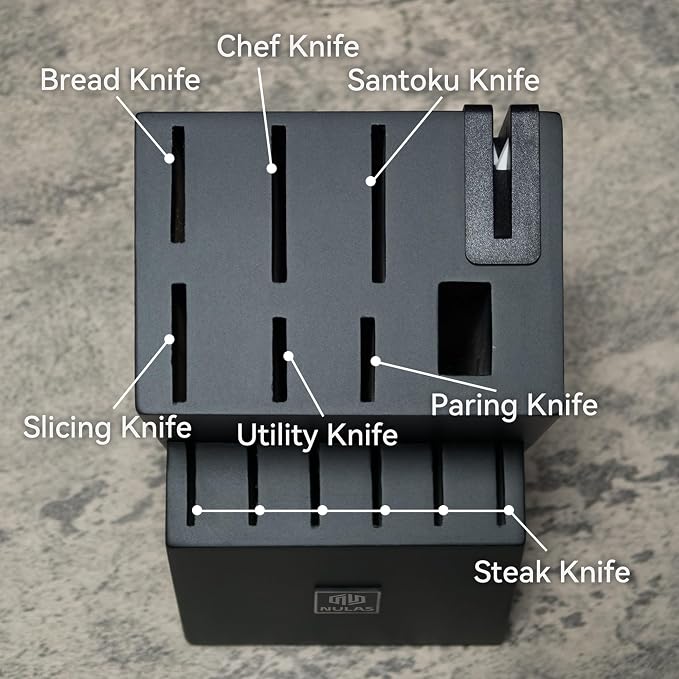 15-Piece Kitchen Knife Block Set with Built-in Sharpener, Upgraded Non-Stick Coating Blades, Ergonomic Handles, Dishwasher Safe, Black