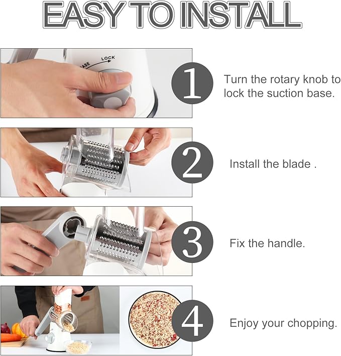 Ourokhome Vegetable Chopper Onion Cutter with Container Multifunctional Food Chopper with 2 Blades, Rotary Cheese Grater Hand Crank, Kitchen Shredder Speed Mandolin Slicer Nuts Grinder with Handle