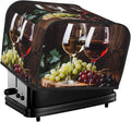 Toaster Cover 4 Slice Red Wine Glass Grapes Waterproof Appliance Cover with Hang Loop Bread Baker Toaster Cover for Kitchen