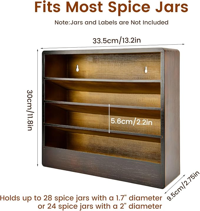 Bamboo Tiered Spice Rack Organizer for Cabinet,Wooden Seasoning Rack for Countertop, Cupboard, Pantry, Kitchen (Spice Jars Not Included)